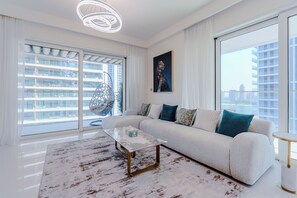 Superior Apartment, 2 Bedrooms, Balcony, Sea View | Living area | 55-inch Smart TV with digital channels