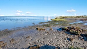 A beach with clear water, sandy shore, and distant vegetation. - "Leani" - 150m from the sea by Interhome (Ørsted)