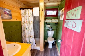 Secador de cabelo, toalhas de banho, sabonete, shampoo