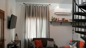 Télévision, cheminée, lecteur de DVD