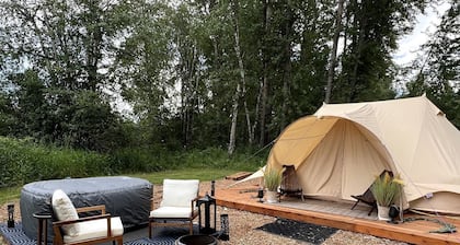 Romantic Luxury Glamping Tent with Riverfront Views near Sandpoint, Idaho