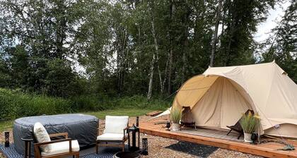 Romantic Luxury Glamping Tent with Riverfront Views near Sandpoint, Idaho