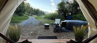 Romantic Luxury Glamping Tent with Riverfront Views near Sandpoint, Idaho
