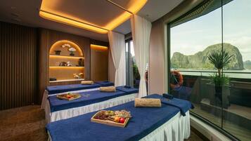 Sauna, pijat dengan batu panas, pijat Swedia, dan pijat Thailand