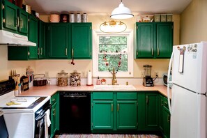 Fridge, microwave, stovetop, dishwasher