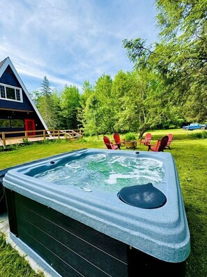 Terrace/patio - Spacious Well Furnished A-Frame with Sauna in Union Dale, Pennsylvania (Union Dale)