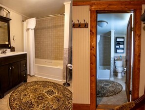 Hair dryer, towels, soap, shampoo - Spacious King Suite in Charming Inn for Romantic Getaway near Logan, Ohio (Logan)