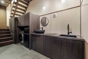 Traditional House, 3 Bedrooms, Kitchen, Garden View | Private kitchen | Fridge, microwave, stovetop, electric kettle - Asatoyuu Machiya House (Takayama)