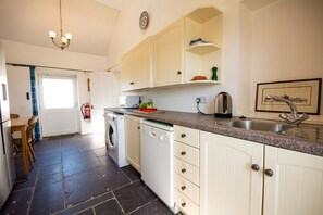 Fridge, microwave, dining tables