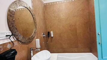 Classic Room | Bathroom | Designer toiletries, hair dryer, bathrobes, slippers