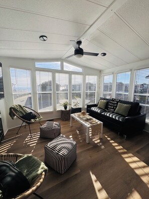 Televisión, chimenea y estéreo