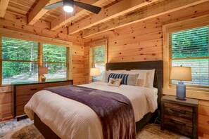 2 bedrooms, WiFi, bed sheets - Glamping Escapes in Logan in this Luxury Log Cabin Rental with Fire-Pit and Hot-Tub (Logan)