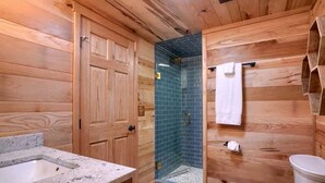 Hair dryer, towels, toilet paper - Glamping Escapes in Logan in this Luxury Log Cabin Rental with Fire-Pit and Hot-Tub (Logan)