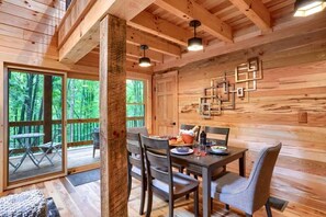 Dining - Glamping Escapes in Logan in this Luxury Log Cabin Rental with Fire-Pit and Hot-Tub (Logan)