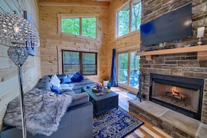 TV, fireplace