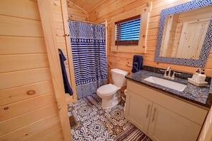 Hair dryer, towels, toilet paper