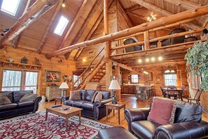 TV, fireplace, DVD player - Traditional Vacation Cabin with a Private Hot Tub in Hocking County, Ohio (Logan)