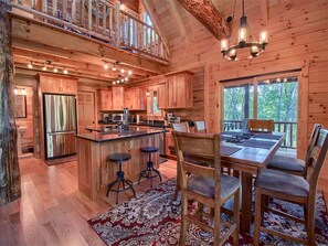 Fridge, microwave, stovetop, dishwasher - Secluded Luxury Cabin Rental for Eight Guests near Ash Cave, Ohio (Logan)