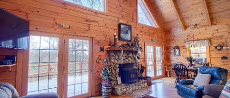 TV, fireplace, DVD player, table football