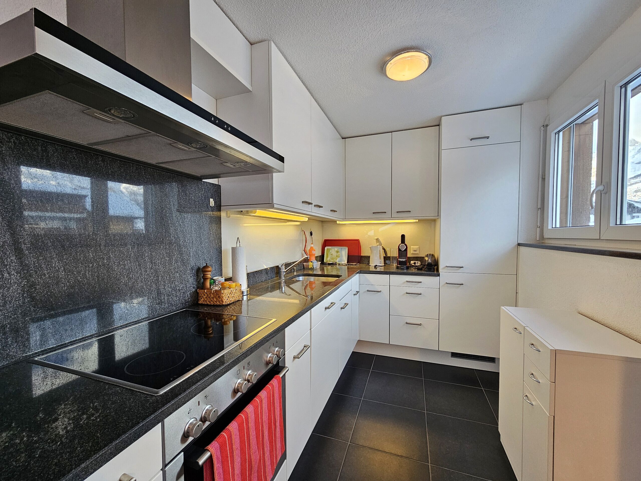 Fridge, oven, dishwasher, coffee/tea maker