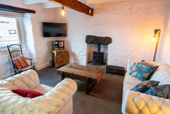 TV, fireplace
