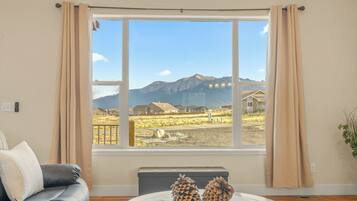 Télévision, cheminée, chaîne hi-fi