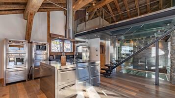 Luxury Chalet, 4 Bedrooms, Balcony, Mountain View | Private kitchen | Espresso maker, electric kettle, toaster, highchair