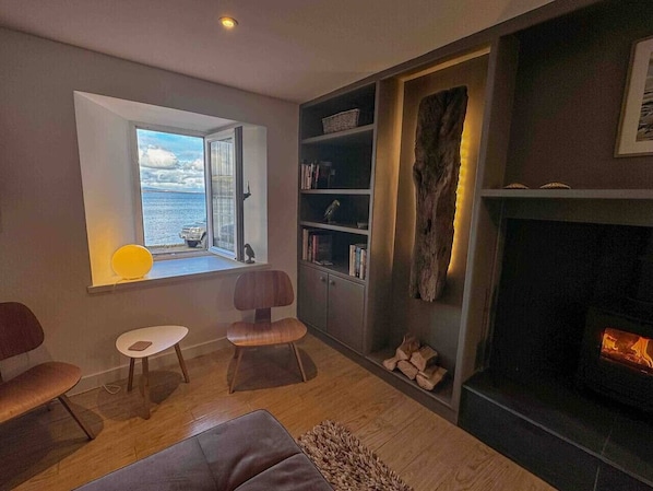 TV, fireplace