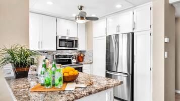 Fridge, microwave, oven, dishwasher