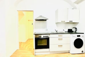 Microwave, oven, stovetop, electric kettle