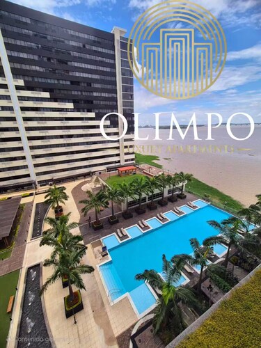 Luxury apartment with view of the river and pool and work area