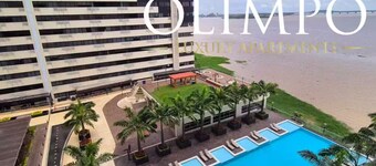 Luxury apartment with view of the river and pool and work area