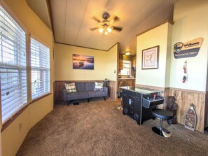 Smart TV, video games, DVD player, ping pong
