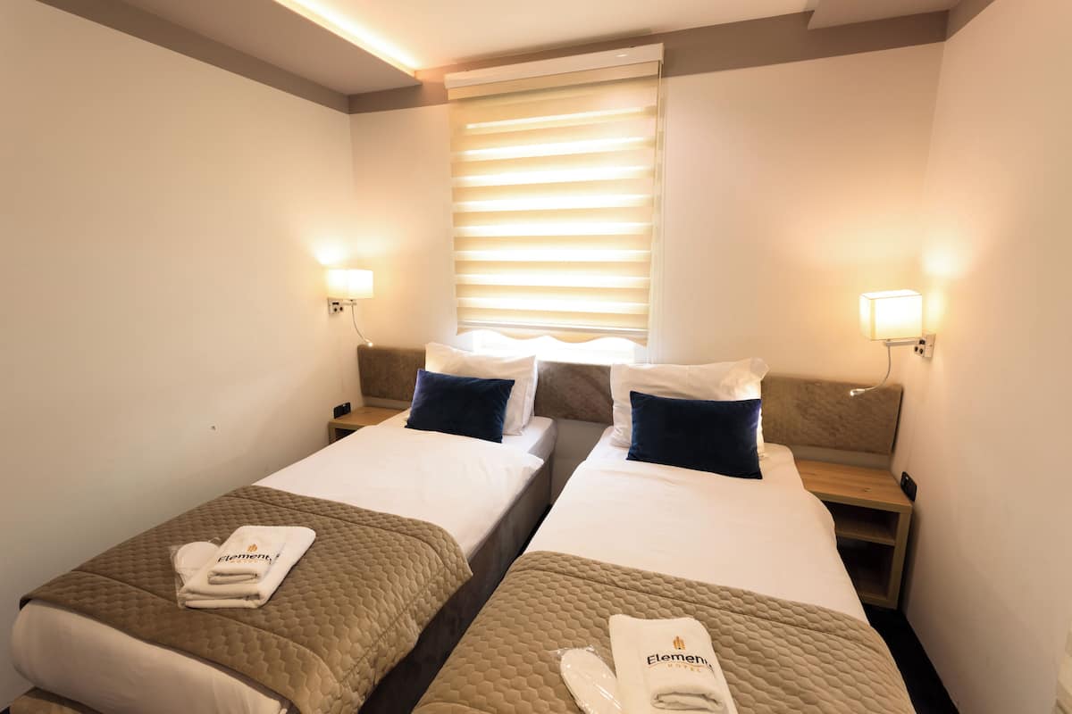 Habitación estándar con 2 camas individuales, vista al jardín | Ropa de cama hipoalergénica y minibar