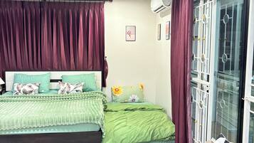 4 habitaciones, tabla de planchar con plancha, internet y ropa de cama
