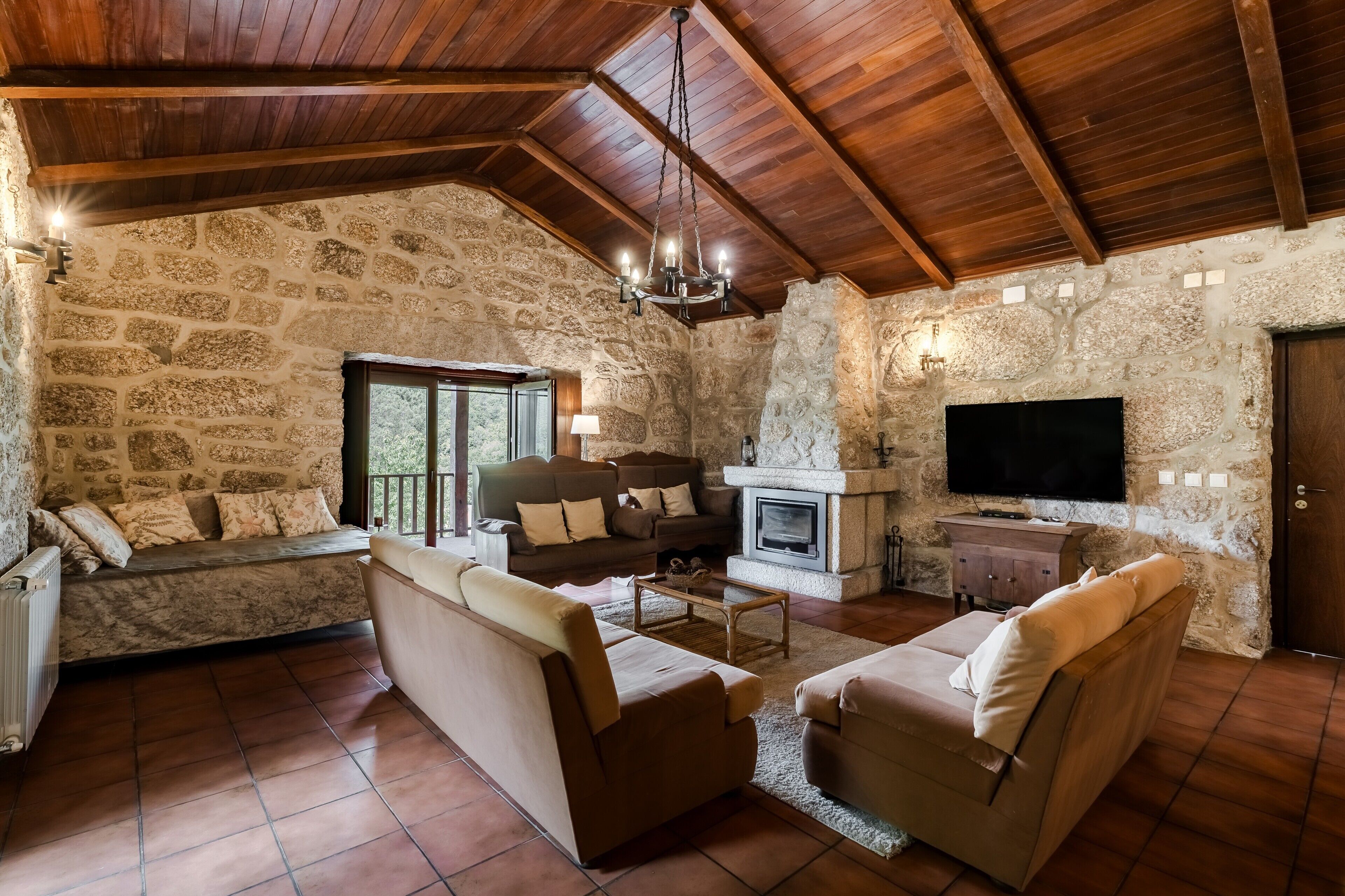 TV, fireplace, table tennis