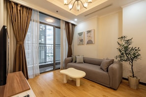 Condo, 2 Bedrooms, City View, Poolside | Living room - Landmark 5 Vinhomes Central Apartment (Binh Thanh)