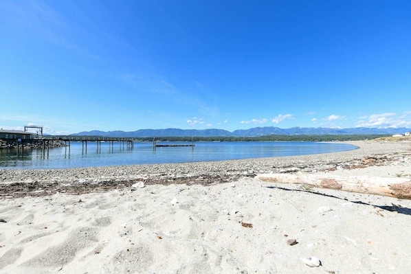 On the beach, beach towels
