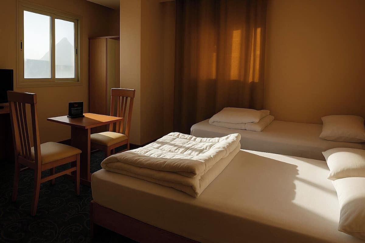 Laptop workspace, blackout drapes, soundproofing, free WiFi