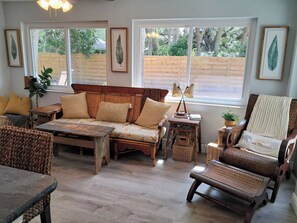 Smart TV, DVD player, books, video library