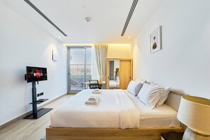 1 غرفة نوم ومكتب ومكواة/لوح كي وواي فاي