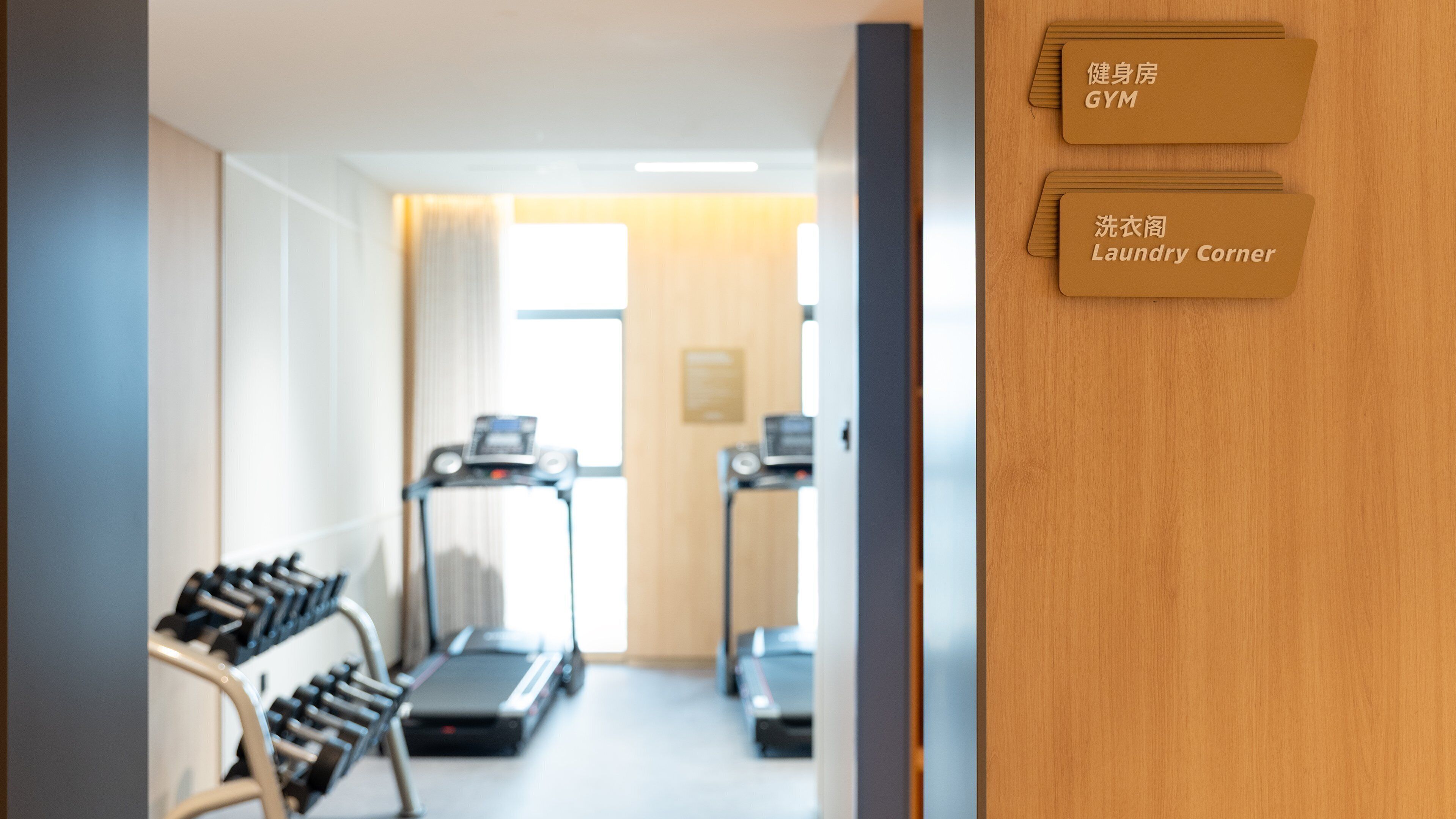 Ein Fitnessbereich mit Laufbändern und Trainingsgeräten.