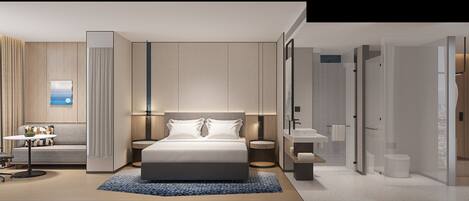 Seprai premium, selimut bulu angsa, dan meja kerja