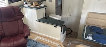 2-bedroom boat in Marina ,AC, use of pool, clubhouse with showers and laundry.