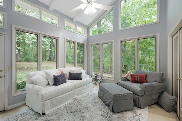 Televisor intel·ligent, llar de foc i llibres