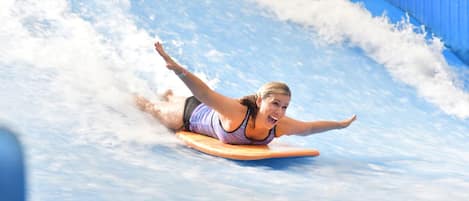A person on a water slide.