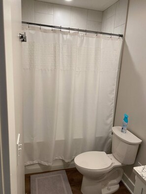 Ducha, secador de pelo, toallas, papel higiénico