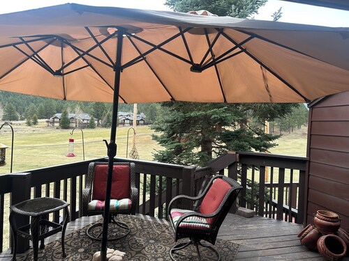 Beautiful deck view overlooking golf course and mountains!
