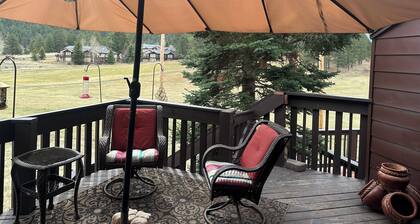 Beautiful deck view overlooking golf course and mountains!