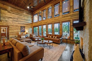 Smart TV, fireplace, video games, table football